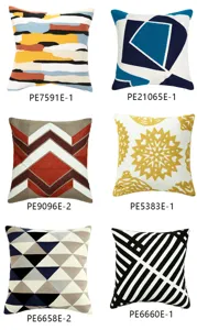 Modern geometric tufted throw pillow covers set, soft cushion case for sofa bedroom.