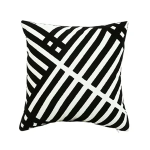 Black and white geometric pattern throw pillow cover for home sofa bedroom decoration.