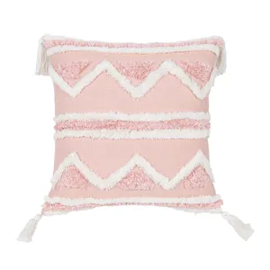 Bohemian Geometric Tufted Cushion Cover Pink Tassels Throw Pillow Case Soft Home Decor For Sofa Living Room