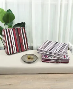 Striped foam seat cushion, portable outdoor picnic pad and multi-functional cushion.