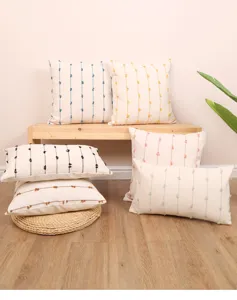 Nordic style cotton linen tufted cushion cover modern minimalist throw pillow case for living room