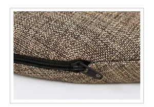 Close-up detail of modern minimalist polyester chair cushion fabric and black zipper.