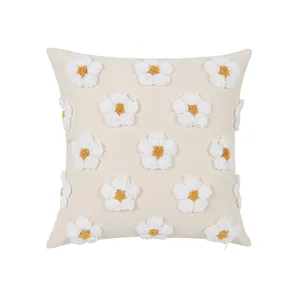 Tufted Gänseblümchen Kissenbezug, dekorativer Kissenbezug mit Blumen für Sofa und Wohnkultur.