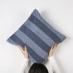 Nordic Striped Throw Pillow Cover Curly Fleece Cushion Cover Decorative Soft Square Pillowcase For Sofa Bed Home Decor