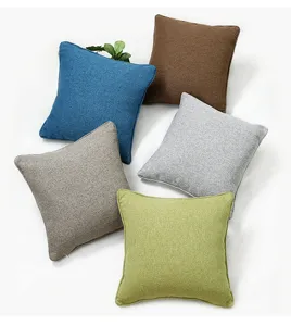 Solid color linen throw pillow covers showcase multiple color options for sofa decor.