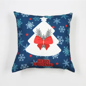 Funda de cojin de Navidad cuadrada decorativa con arbol de Navidad para sofa salon