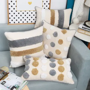 Tufted throw pillow covers set bohemian style decorative cushions for sofa living room.