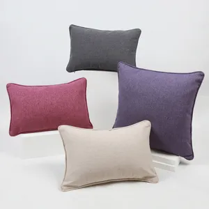 Solid color linen cushion cover soft sofa pillow case living room bedside backrest decor