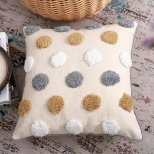 Tufted polka dot throw pillow Moroccan style decorative cushion cover for sofa bed home decor