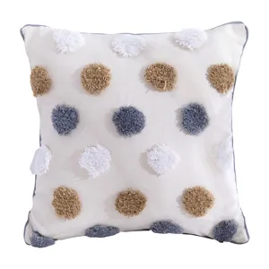 Tufted throw pillow cover boho Moroccan style decorative cushion case for sofa home decor.