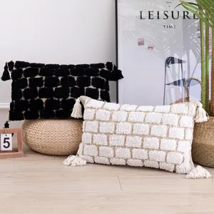 Geometric Tufted Cushion Cover Cotton Linen Nordic Tassel Pillowcase Decorative Pillow Cover For Home Living Room Sofa