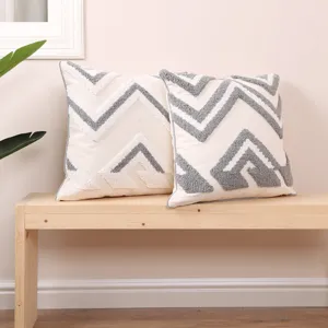 Tufted geometric throw pillow cover, modern chevron decorative cushion for sofa.