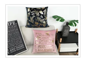 Velvet gold stamped pillow cover modern sofa decorative cushion halloween style