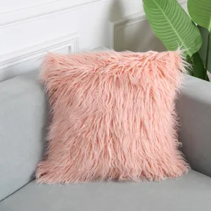 Nordic Style Long Plush Pillow Cover Solid Color Fluffy Cushion Case Soft Faux Fur Pillowcase For Sofa Home Decor