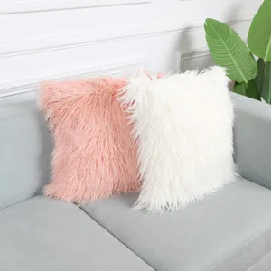 Fluffy long plush throw pillow covers Nordic style sofa cushions for home decor 2pcs set