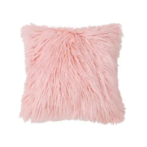 Pink furry throw pillow cover Nordic style fluffy cushion case for sofa home decor