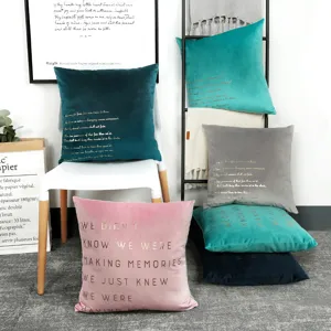 Velvet bronzing letter pillowcase modern simple home sofa decorative throw pillow cover