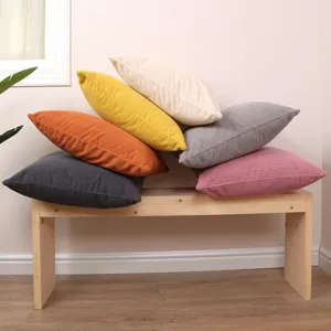 Solid color corduroy throw pillow cover set for home living room office sofa decor.