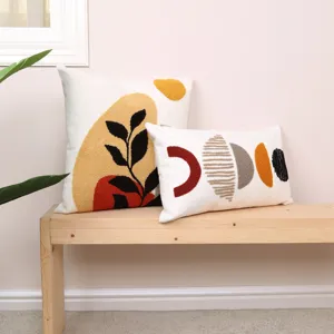 Fodere per cuscini tufted geometriche e con foglie moderne per divano letto salotto.