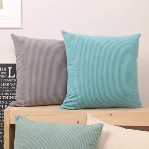 Corduroy throw pillow cover solid color minimalist decorative cushion for home office 45x45