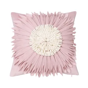 Pink 3D Floral Throw Pillow Cover Modern Luxury Velvet Flower Decorative Pillowcase For Sofa Bed Home Decor