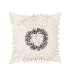 White Velvet 3D Floral Throw Pillow Cover American Light Luxury Retro Decorative Cushion Case For Living Room Sofa