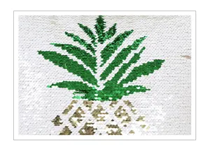 Gold pineapple sequin cushion cover for home decor, shining reversible throw pillow.