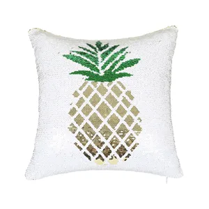 Modern Cotton Linen Sequin Throw Pillow Cover Golden Pineapple Pattern Decorative Cushion Cover For Home Office Sofa