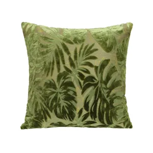 Velvet Jacquard Cushion Cover Plant Geometric Pattern Square Pillow Case For Living Room Sofa Bedside Office