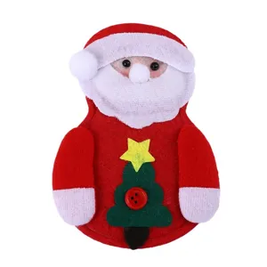 Christmas Santa Claus felt cutlery bag tableware holder for holiday table decoration main view