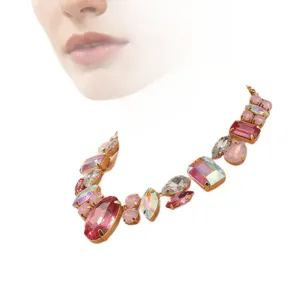 Exquisites Statement-Halsband mit bunten Kristallen für elegante Damen Abendmode