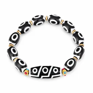 Tibetan Dzi Bead Bracelet Black White Eye Pattern Men Women Fashion Trendy Jewelry