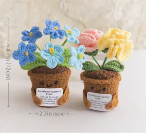 Pianta in vaso all'uncinetto fatta a mano supporto emotivo simpatico fiore lavorato