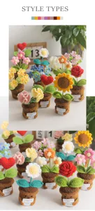 Piante in vaso all'uncinetto fatte a mano supporto emotivo simpatici fiori decorazione