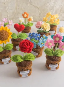 Pianta in vaso all'uncinetto supporto emotivo fiori carina decorazione da scrivania regalo
