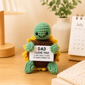 Handmade crochet turtle sunflower plush doll cute emotional desktop ornament gift for dad.