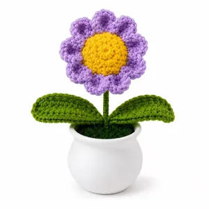 Handgemachte gehäkelte Gänseblümchen Topfpflanze künstliche Strickblume für Tisch Dekoration