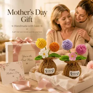 Flores de tulipán de ganchillo hechas a mano en maceta, regalo perfecto para el día de la madre.