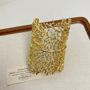 Gold Metal Branch Cuff Bracelet Open Organic Statement Bangle Jewelry For Women Daily