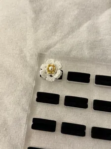 Anello con perla fiore stile coreano, prezioso anello aperto dettaglio per le donne.