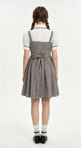 Ensemble robe chasuble à carreaux bruns et chemise à manches courtes pour femmes et cosplay.