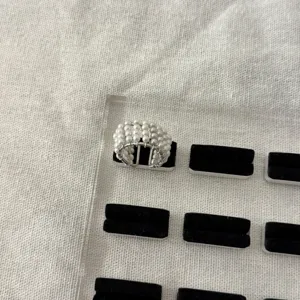Anello aperto con fiore di perla stile coreano linea argento delicata gioielli donna