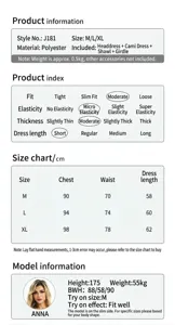 Vampire nun costume size chart with detailed product measurements and specifications.