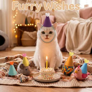 Haustier Geburtstag Hut Set konischer Filzhut Katze Hund Party Kostüm Deko Kopfbedeckung