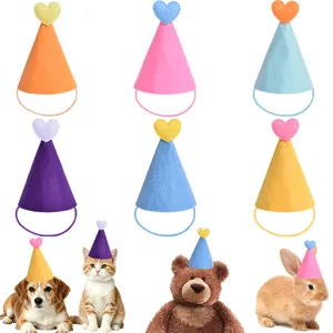Haustier Geburtstag Hüte Filz Kegel Hut Mit Herz Dekoration Für Katzen Hunde Kaninchen Party Kopfschmuck Kostüm Zubehör