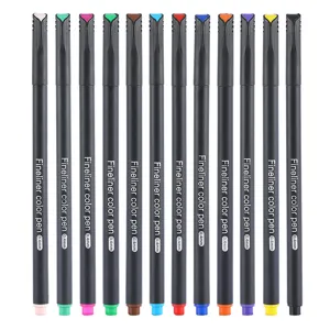 Vue détaillée d'un lot de 12 feutres fins colorés de 0,4 mm pour l'art et le dessin