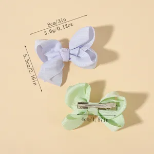 Dimensions détaillées des barrettes à nœuds en ruban gros-grain pastel pour enfants