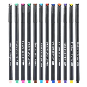 Lot de 12 feutres fins colorés avec pointe fine de 0,4 mm pour l'art et le dessin professionnel.