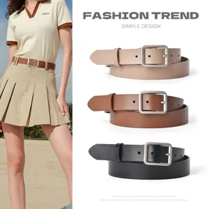 Women's Genuine Leather Belt Fashion Minimalist Metal Square Buckle Waist Belt Casual Daily Commute Accessories