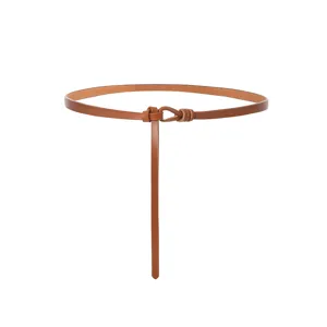 Ceinture fine en cuir marron pour femme nœud minimaliste accessoire de robe chic